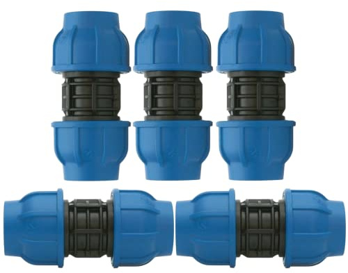 acquaverde Manicotto a Compressione Raccordo PN16 Connettore ad Alta Pressione per Tubi e Sistemi Irrigazione, Nero - Orto Facile (5, 16 x 16 mm)