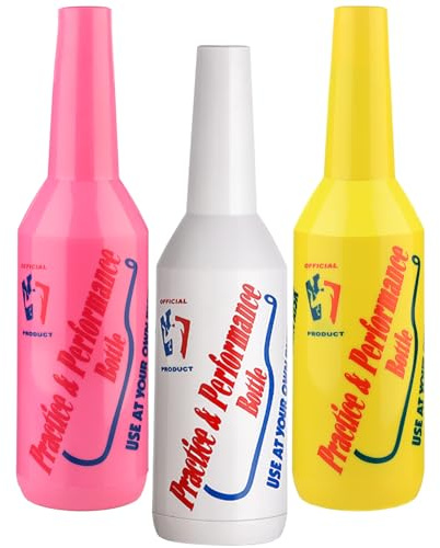SuproBarware Flair Bottle Set of 3 - Cocktail Shaker, Training Bottle, 25oz/750ml (White, Pink, Yellow)