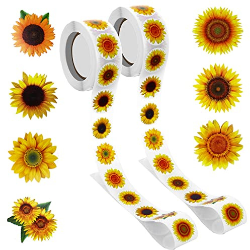 Abeillo 1000 Pezzi Girasole Etichette Autoadesive 2,5 cm, Thank You Adesivi per Regali, Biglietti di Auguri, Buste per Scrapbooking
