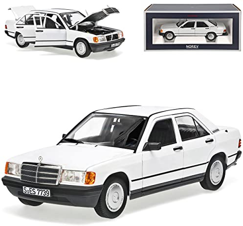 Norev Mercedes-B C-Klasse 190E W201 Weiss 1982-1993 1/18 Modell Auto mit individiuellem Wunschkennzeichen