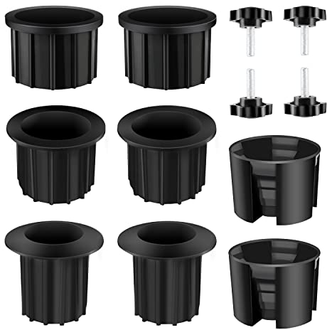 KINBOM 12 Stück Schirmständer Sonnenschirm Zubehör, 32/38/48mm Schirmständer Lochringstopfen Schräge Mundhülsen Schirmfuß Einsatz Set mit Gewindeknöpfen