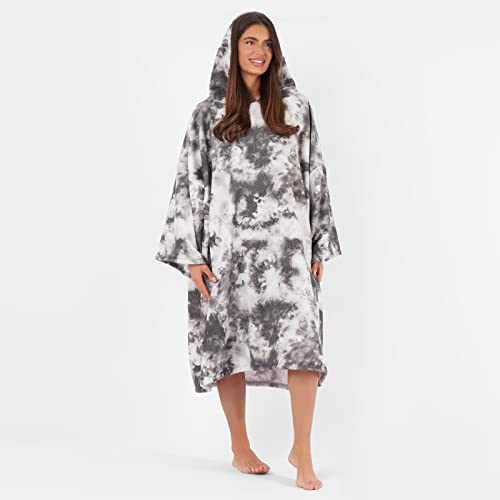 Dreamscene Changing Robe Towel Poncho, Adult Oversized Hooded Towel Swim Surf Beach Bath Super Absorbent Quick Dry Changing Robes Adult Womens Mens, Tie Dye