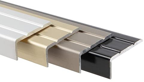 Winkelprofil 24,5 x 10 mm - Abschluss für Treppenstufen & Absätze - Vorgebohrt oder Selbstklebend - Bodenleiste aus Aluminium (Schwarz, Selbstklebend)