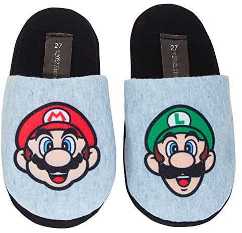 Super Mario Pantuflas niños, Pantuflas con Espalda Abierta para Juegos Luigi para niños, Zapatos de casa sin Cordones