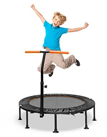 Maxmass Mini Trampoline, Fitness Bungee Rebounder with Adjustable Handle, Foldable Exercise Bouncer for Adults and Kids