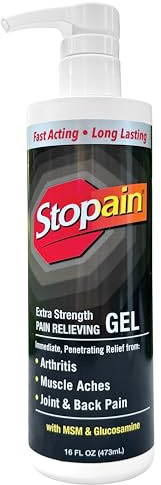 Stopain Pain Relief Gel 16oz, USA Made, Max Strength Fast Acting with Menthol, MSM, Glucosamine for Joint Pain, Back Pain, Arthritis, Knee, Neck Pain, HSA FSA Approved OTC Topical Analgesic (1)