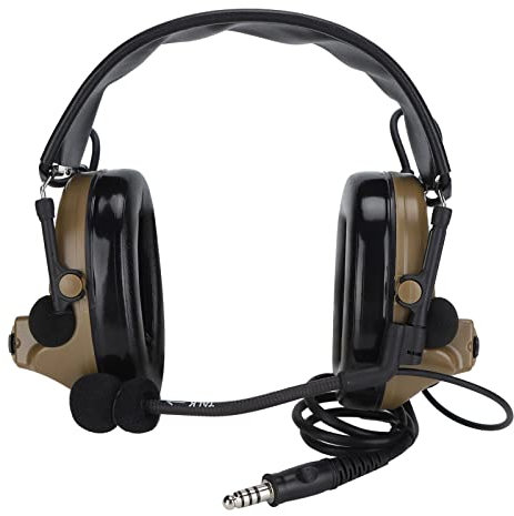 Zunate Tactical Headset with Microphone, Noise Canceling Sound Collection Soundproof Tactical Headset with Mic Headphone Earmuff (Brown)