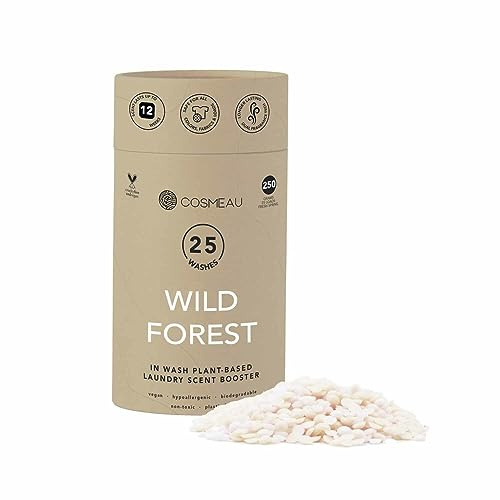 Cosmeau Wäscheparfüm Perlen Wildwald - Nachhaltige Duftperlen für Waschmaschine - Bis zu 50 Waschladungen und 24 Wochen Frische - Plästik Frei, Vegan & Zero Waste