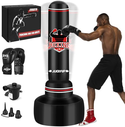 Punching Bag with Stand Adult 70”- Free Standing Boxing Bag with Boxing Gloves and Electric Air Pump, Women Men Stand Kickboxing Bags for Training MMA Muay Thai Fitness Beginners