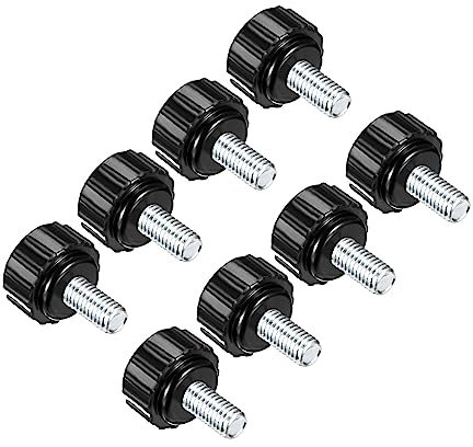 CoCud Gerändelte Klemmknöpfe M5 x 10mm Außengewinde Gewinde 16mm Kopf Thermoplast Plastik Daumen Schraube Griff Bolzen Knöpfe Schwarz - (Anwendung: für Drehmaschinen Maschinen) 8Stk