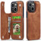 Sibada Multi-funciones Retro Cuero Magnético Tarjetero Teléfono Móvil para iPhone 15 Plegable con Ranura para Tarjetas Snap RFID Tarjetero Soporte Funda Protectora Fundas para Tarjetas - Marrón
