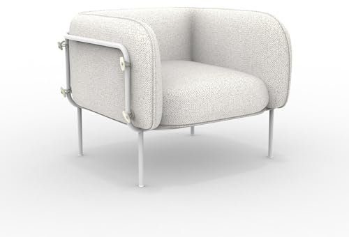 Mondo Viro Sessel aus gepolstertem Stoff für den Außenbereich, Alamari, Gestell aus Metall, 95 x 87 cm, 74 h (Weiß geprägt - Cream Star)