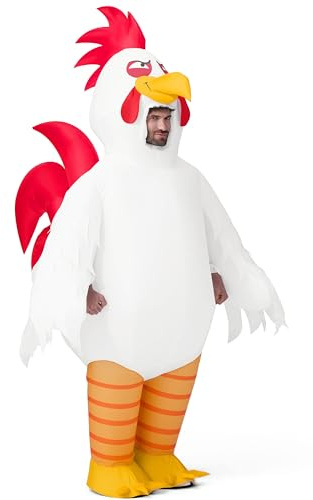 Spooktacular Creations uppblåsbara dräkter för vuxna, uppblåsbar dräkt för hela kroppen, vit kyckling uppblåsbar kostymer för halloween kostym cosplay tema fester