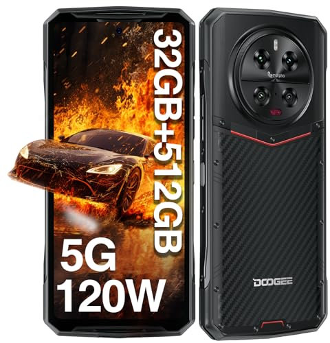 DOOGEE DK10 5G Rugged Smartphone (2024) 32GB+512GB /2TB, Dimensity 8020, 5150mAh 120W Rapida Ricarica, 6.67 AMOLED 120Hz, Telefono Indistruttibile, 50MP+64MP+16MP, IP68/69K/Dual SIM/NFC/OTG/GPS Nero