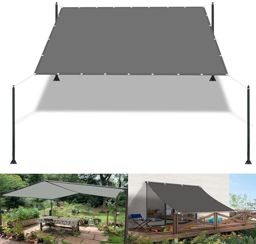 Voile d'ombrage Imperméable Rectangulaire 2.5 x 5 m UV Protection avec Oeillets Tissu Polyester Multi Couleur et Taille Bâche dombrages La Couverture VéGéTale Serre Pergola, Gris Clair