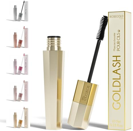 ROSEGOLD GOLDLASH Mascara booster pour cils Épaissit Allongé. Améliore la croissance et la pousse des cils - 99% Naturel Fabriqué en France - Sans hormone Sans parfum - Vegan