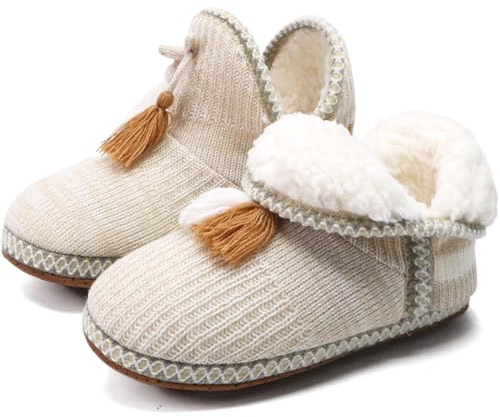 COFACE Coton Bottes Chaussons Femme Chaud Fourrure Doublé Bottines Dames Chaussures de Maison Enfiler Pantoufles Intérieur Antidérapant Caoutchouc Semelles