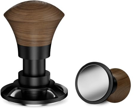 MHW-3BOMBER Espresso-Tamper T5163F-OS 58,35 mm – 13,6 kg Kaffeestampfer mit Sound-Feder-Federung für Barista, Walnussholz-Tamper mit 3 Federbelastungen, passend für 58 mm Siebträger, flacher Boden