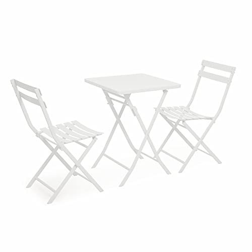 CCKUHN Klapptisch- und Stuhlset für den Außenbereich, zusammenklappbare runde Couchtische, einfacher tragbarer Kleiner quadratischer Tisch aus Eisen für den Balkon/die Terrasse/den Garten