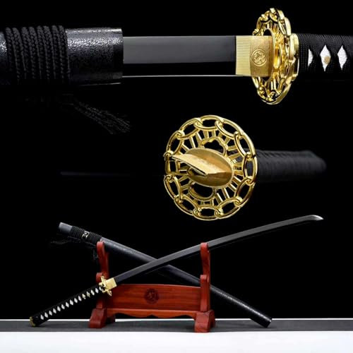 103cm handgefertigtes Katana-Schwerts,Federstahl klinge mit Schwärzungsprozess,Massivholz scheide mit Lack,echtes Samurai-Schwert für Theateraufführungen,Heimdekoration,Sammlung,Selbstverteidigung