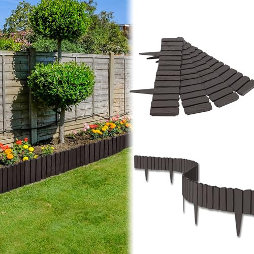 UISEBRT 2,3 m, effetto legno, bordatura per aiuole in plastica PP, bordo per aiuole, bordo per aiuole da giardino, resistente alla corrosione (marrone)