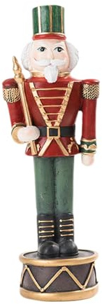 Perfeclan Christmas Nutcracker Figurine Ornament Resin Convenient Holiday Decoration Nutcracker Doll Figure for Workbench Home Shelf, Rod in hand Figure