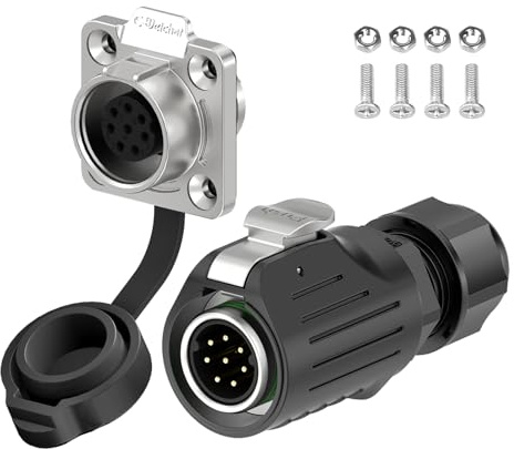 E-WeiChat EW-LP16 Wasserdichter Industriestecker IP68 Schnelles Einstecken Luftfahrt-Anschluss Anti-Interferenz Rundstecker Schnelle Freigabe Anschluss M16 2-9 Polig Flanschstutzen (8 Polig)