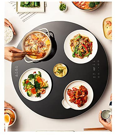 Food and Plate Warming Tray, Buffet Server Food Warming Rotating Tray Round Multifunctional Hotplates Electric Warming Tray Dishes Warming Kitchen Office Hot Plate for Buffets Parties