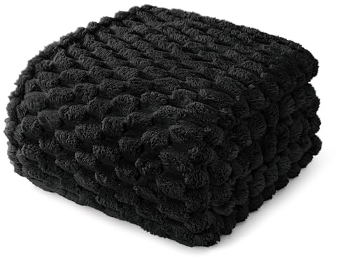 Whale Flotilla Kuscheldecke Flauschige Decke mit 3D-Jacquard-Muster, Exquisite und Warme Wohndecke Sofadecke für Ganzjahreszeiten, 150x200 cm, Schwarz