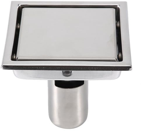 Edelstahl 304, 110 x 110 mm, quadratischer Bodenablauf für Badezimmer-Duschfliesen, geeignet für Küche, Garage, Keller, Toilette