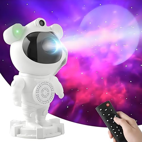 Lancoon Proyector Estrellas Astronauta Nocturno Cabeza Ajustable Música Inalámbrica Control Remoto Proyección Galaxia Decoración Habitación Infantil