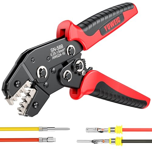 YUWEIC Crimping Tool,0,25-1,5 mm² (AWG24-16) Ratchet Electrical Wire Crimper Tool for Open Barrel Terminal Connectors,Crimping Pliers for JST,Dupont,AMP,Deutsch&Delphi