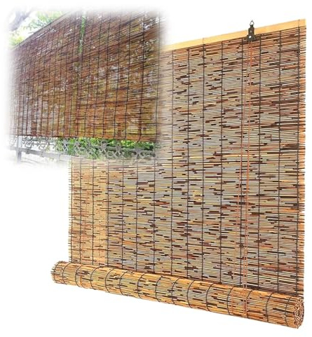Bambus Rollo Für Aussenbereich Balkon, Bambu Raffrollos 80 90 100 105 110 120 125 130 cm Breit Wetterfest Bambus Raffrollo Bambu Rollos Für Fenster/Balkon