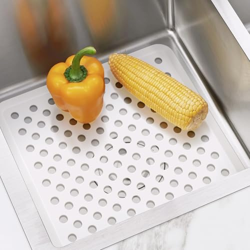 Bligli Small Sink Mat, White Sink Protector Mats for Bottom of Kitchen Sinks, Dish Drying Mat for Dishes and Glassware, Fast Drain 11.3x12.6inch (2)