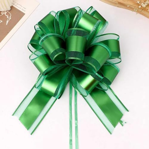 Geschenkschleife Grün Groß(16cm),10 Stück Geschenkbänder Ziehschleife Grün,Geschenk Schleife für Hochzeit Geburtstag Geschenkverpackung