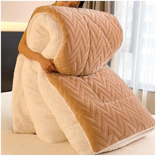Edredones de forro polar sherpa de invierno pesado y cálido, edredón de lana de cordero súper suave para ropa de cama acogedora, manta gruesa de terciopelo esponjoso de doble cara, edredones