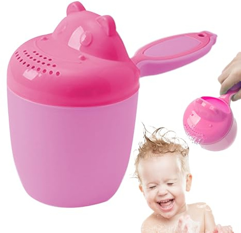 Copa De Baño para Bebé,Enjuagador para Ducha - Cubo De Dibujos Animados para Verter con Seguridad para Champú Ducha Bañera Niños Lavado De Cabello