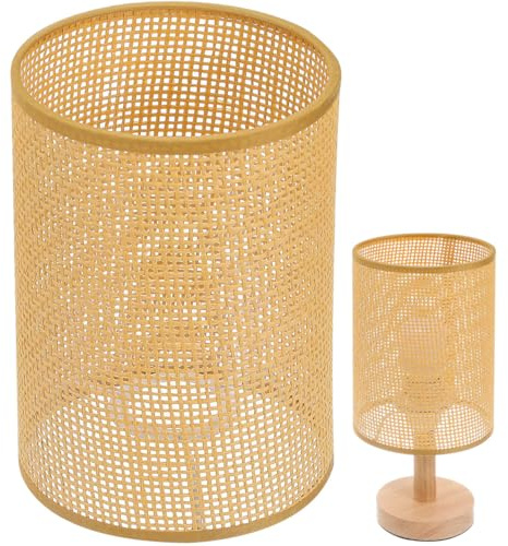 SOIMISS Rustikaler Rattan Lampenschirm E27 für Stehlampe und Tischlampe Gewebter Lampenschirm für Wohnzimmer Schlafzimmer und Café Natürlicher Rattan für Gemütliche Innenbeleuchtung
