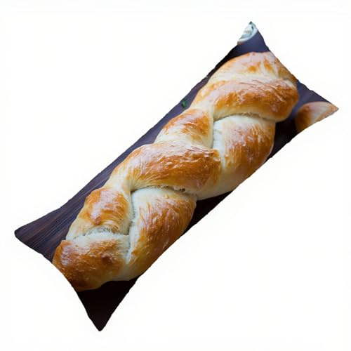 Federe Cuscino Letto 30 x 90 cm, Cuscini per Divano in Lino Cotone Morbida e Traspirante, Pane Copricuscino Letto con Cerniera Invisibile Federe Cuscini per Decorativi Camera da Soggiorno Cibo Q-912