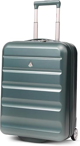 Aerolite Expandable 55x40x20cm to 55x40x23cm Ryanair Priority Wizz Air Priority & More Max Size Lightweight Hard Shell Carry On Hand Cabin Luggage Suitcase 55x40x20 55x40x23, 2-Wheels (Forest Green)