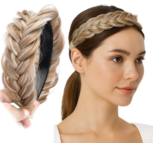 Geflochtenes Haarband, Haarreif Ggeflochten Haare, Trachten Haarreif, Haarreif Oktoberfest, Hairband Braided Hairpiece Messy Wide 2 Strands Fluffy Braids Wig Women Headband Hair Bands