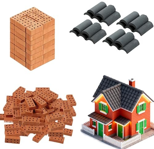 QIUMING Modellbau Backsteine Steine Mini Ziegel Rote Mini Modellziegel Brick für Handwerk Gefälschte ，DIY Gartendekoration, Modellbau, Landschaftsdekoration (rot,2x1x0,5cm)