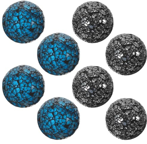 INOOMP 8 Stück Mosaikkugeln: Dekorative 6 cm große Mosaikglaskugeln, Tischkugeln für Wohnzimmer, Esstisch, Tafelaufsatz, Vasen, Dekoration