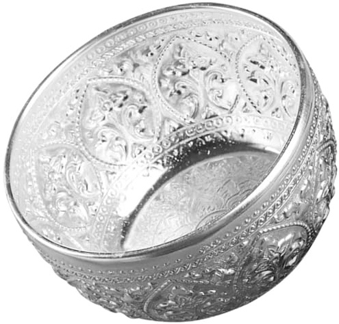 Toyvian Cuenco Tailandés Tradicional de Estaño Tallado Decorativo y Ligero para Agua Aceites Esenciales y Ensaladas Diseño Curvado y Superficie Suave Uso Spa y Mesa