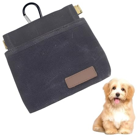 YAZWUR 1 Pièce Sac à Friandises Mains Libres pour Chiens Entraînement avec Mousqueton, Petite Pochette de Nourriture pour Animaux pour Croquettes Chats et Chiens (Noir)