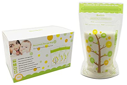 Aumotop Bolsa Segura para Almacenamiento y Congelación de Leche Materna sin BPA, Diseño Práctico con Boca de Biberón 112 Piezas para Recién Nacidos