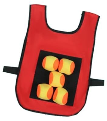 LIXSAZSE Klebrige Ballweste – Lustiges Spiel mit 5 klebrigen Bällen für Kinder im Freien – Völkerball Spielset zur Förderung und Entwicklung von Kreativität und Geschicklichkeit, Rot, Kinder