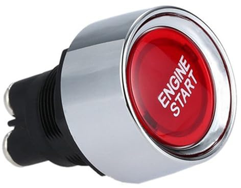 Tasto Interruttore Accensione Interruttore di accensione per avviamento auto 12V 50A 3 pin SPST Pulsante senza chiave Interruttori ON OFF Cilindro dell'interruttore di avviamento del blocc(Red)