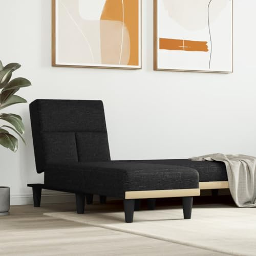 RMIHSJG Verstellbare Chaiselongue Schwarz Stoff Loungesofa 3 Positionen Sitzen Entspannen Schlafen Gästebett Bequem Atmungsaktiv Langlebig Robuster Stabiler Rahmen Sperrholz Elegante