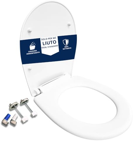 HYDRO HOME Copriwater compatibile con serie Liuto Ideal Standard Chiusura Ammortizzata, Plastica Termoindurente Cerniere Regolabili fissaggio dal basso Bianco
